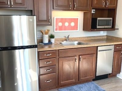 kitchen in Assisted Living Apartment at Twin Towers