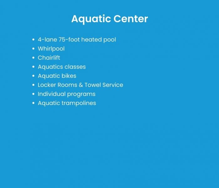 graphic showing details about the aquatic center at Twin Lakes