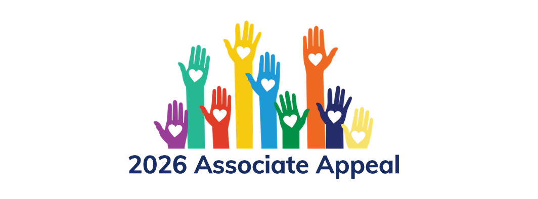 Graphic with colorful raised hands each containing a heart symbol above the text 