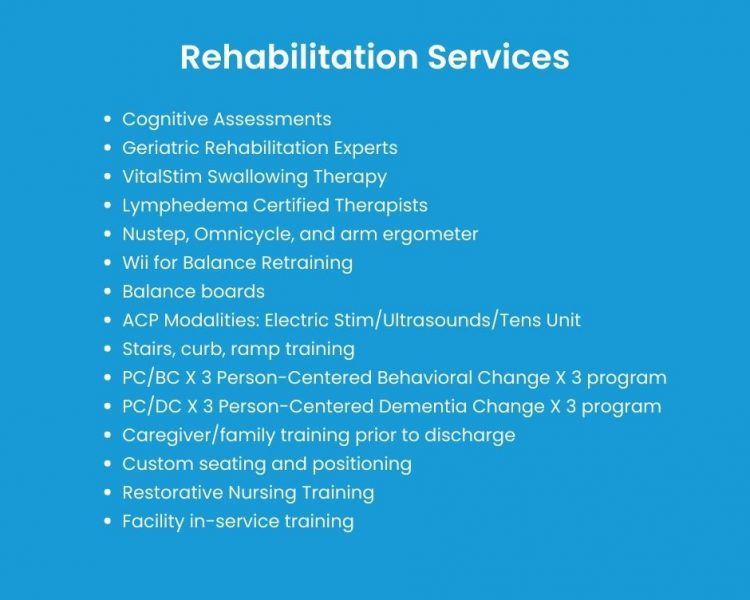 graphic listing rehabilitation services offered at CR