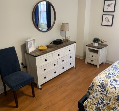 Dresser and decor of Wesley Ridge memory support apartment
