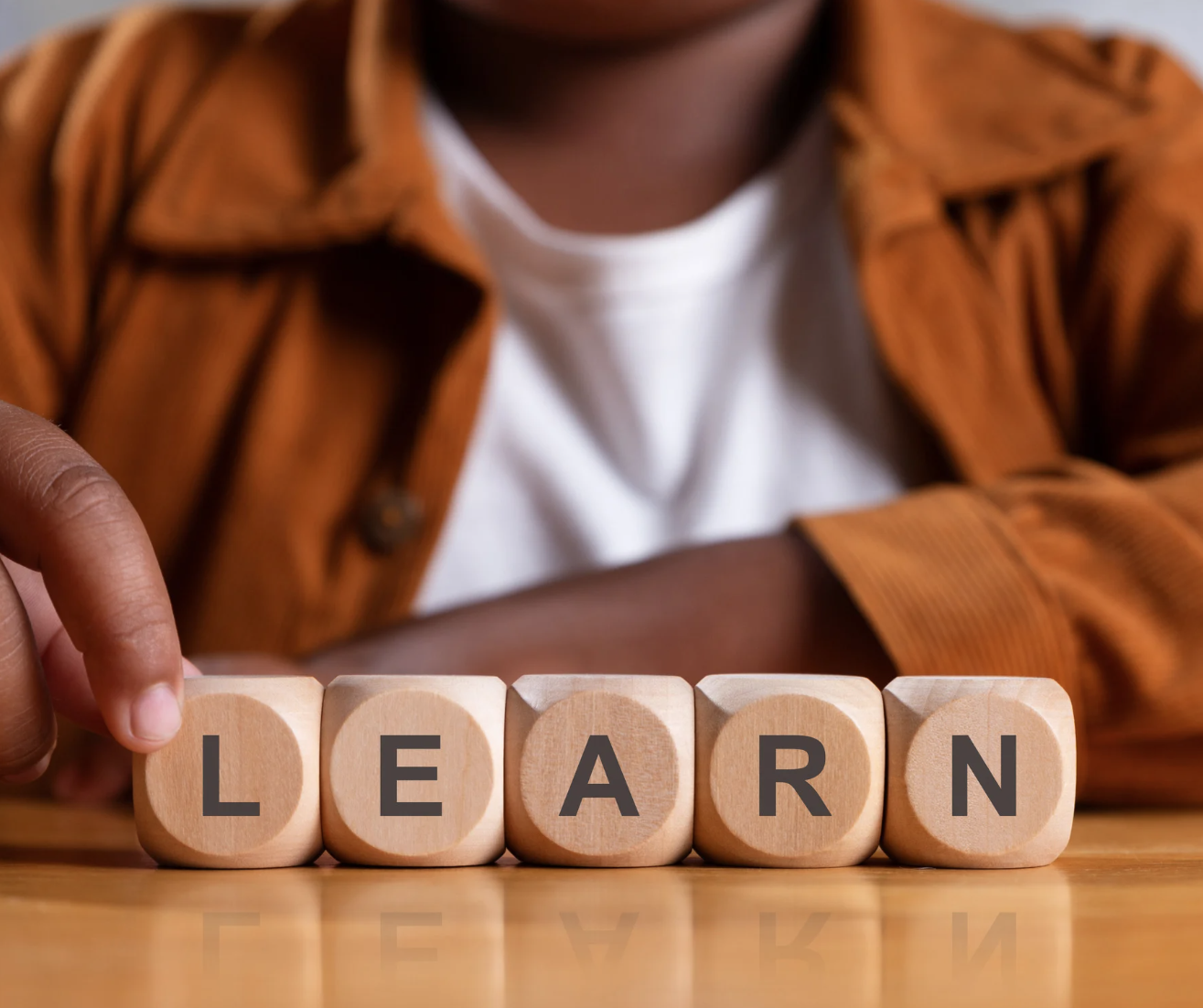 wooden blocks that spell out 