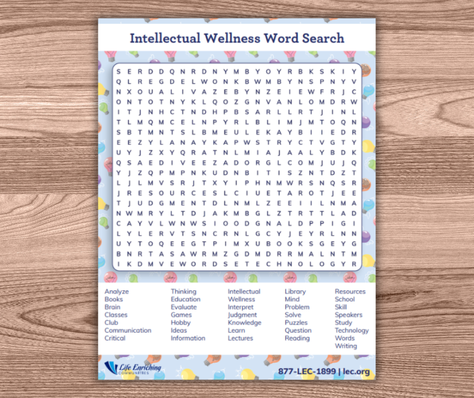 Intellectual Wellness Word Search