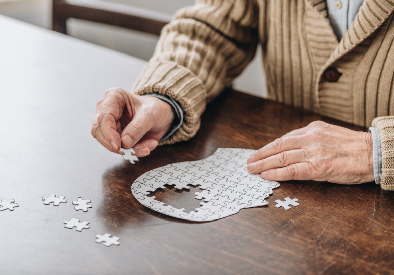 Senior doing a puzzle