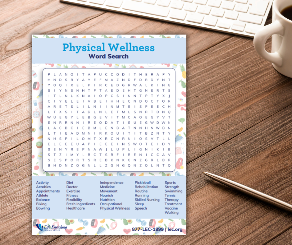 Physical Wellness Word Search