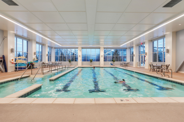 indoor pool and aquatic center at Wesley Ridge's Harcum Fitness & Aquatics Center