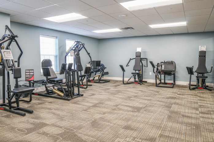 Wesley Woods fitness center with weight machines